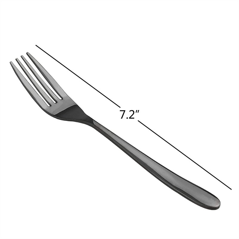 Vababa 16-Piece Mirror Finish Black Stainless Steel Dessert Forks, 7.2-INCH - Image 3